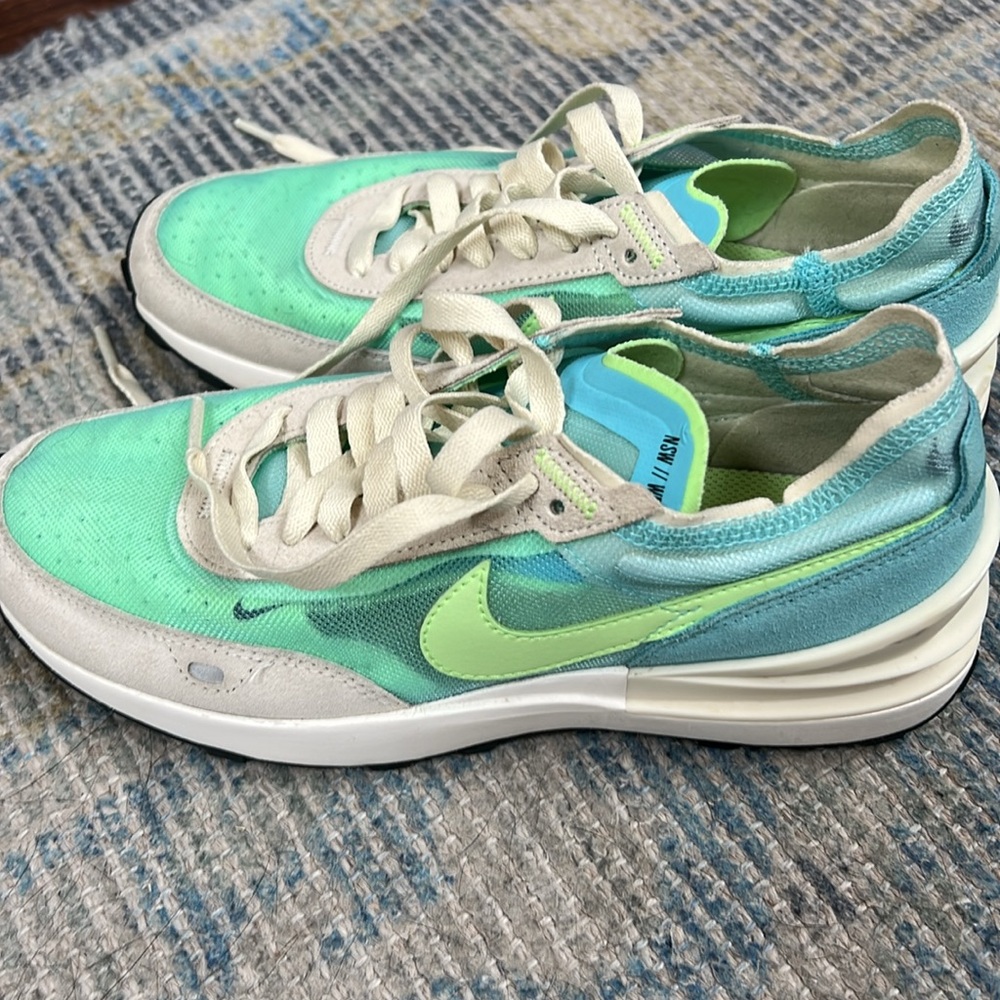 Nike women’s Waffle Ones sold out color 'Bleached Aqua Lime Glow' size6.5 - Picture 10 of 12